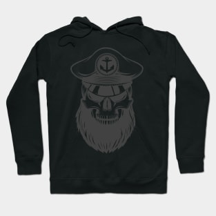 Skull with Beard in Captain Hat Hoodie